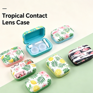 Cute Flamingo Printed Hard Shell Portable Contact Lens Case Kit
